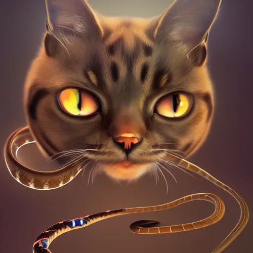 Image similar to a fusion of a cat and a snake, hyperdetailed, artstation, cgsociety, 8 k