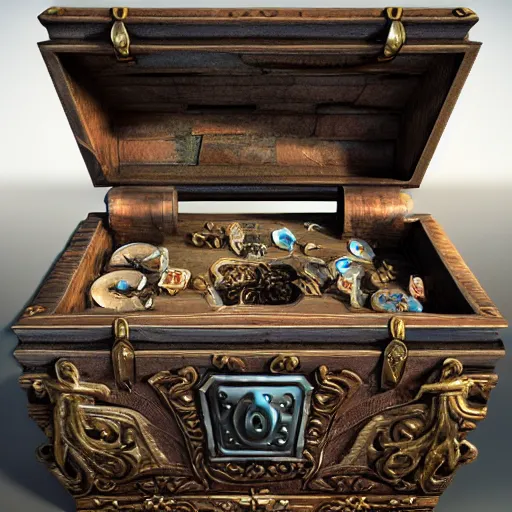 Image similar to island inside of a treasure chest with ornate details, unreal engine, ultradetailed, trending on artstation, devianart, cgsociety, amazing details