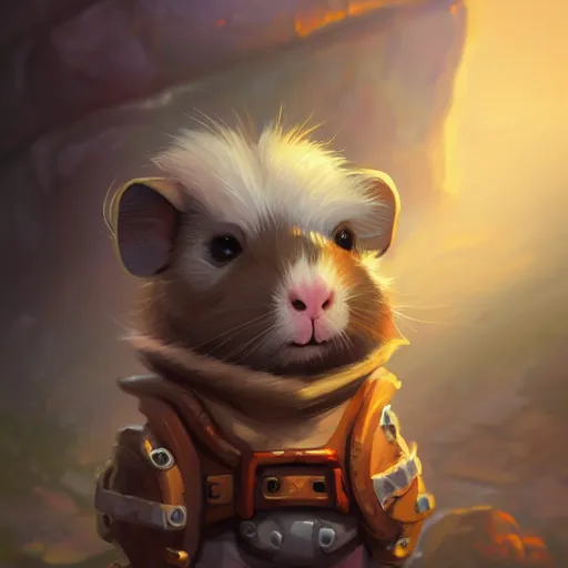 Image similar to cute little anthropomorphic Guinea Pig dressed Jetstream Sam, ultra wide lens shot , tiny, small, short, cute and adorable, pretty, beautiful, DnD character art portrait, matte fantasy painting, DeviantArt Artstation, by Jason Felix by Steve Argyle by Tyler Jacobson by Peter Mohrbacher, cinematic lighting