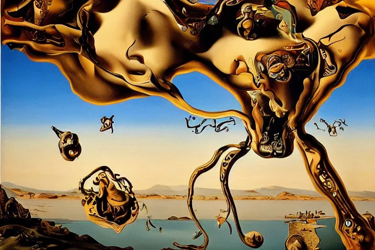 Prompt: Painting by Salvador Dali, Extremely Highly detailed, Occult, funny, humorous, humor, hilarious, funny, entertaining, magical, trending on artstation HQ, closeup, D&D, intricate, elegant, highly detailed, digital painting, artstation, concept art, matte, sharp focus, illustration, surrealism