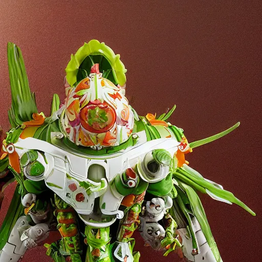 Prompt: futuristic trichosanthes cucumerina mecha snake gourd flower body, sepals forming helmet, floral details, trichosanthes, 8 k hd resolution, barbatos gundam with floral inlay, bandai box art, star wars, makoto kobayashi, frank gehry, raymond swanland