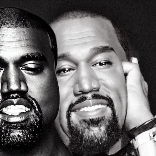 Prompt: kanye west and leonardo da vinci selfie, black and white, 1500s