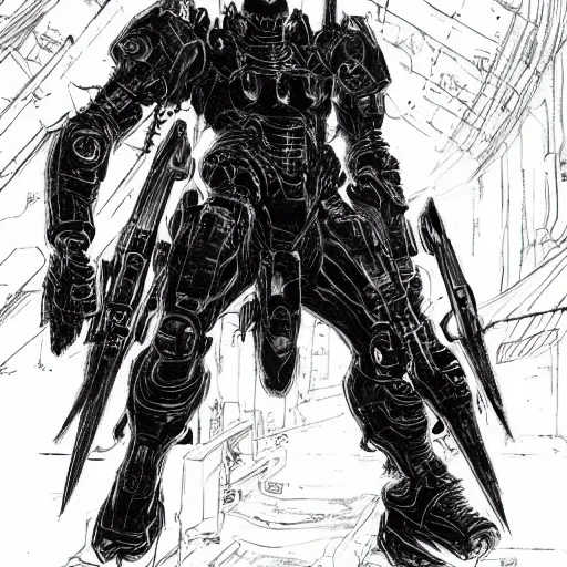 Image similar to doom slayer, tsutomu nihei art