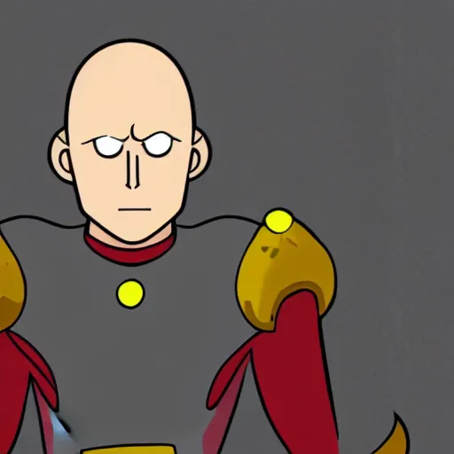 Image similar to portrait of saitama in the cuphead game art style, End game boss, angry face wrinkles, flowerfield background