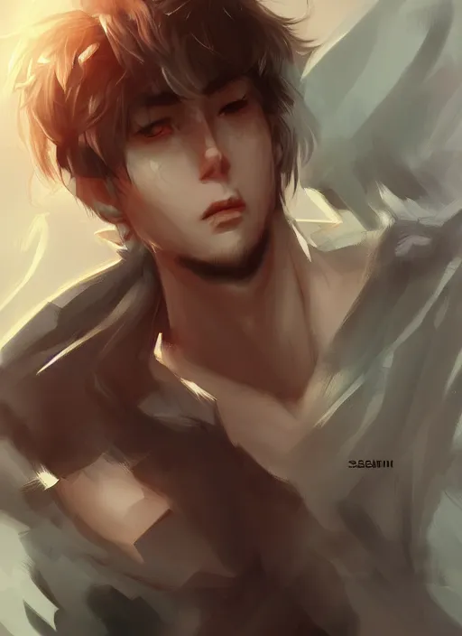 Image similar to detailed beautiful male character art, concept art, depth of field, on amino, by sakimichan patreon, wlop, weibo, lofter. com high quality art on artstation.