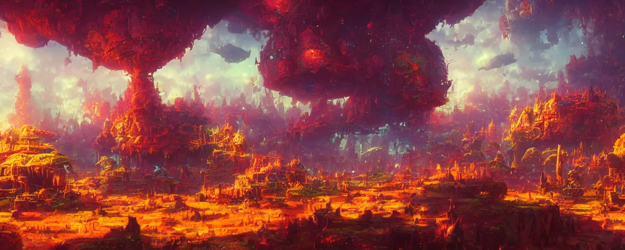 Image similar to ” otherwordly whimsical landscape, [ cinematic, detailed, epic, widescreen, opening, establishing, mattepainting, photorealistic, realistic textures, octane render, art by paul lehr ] ”