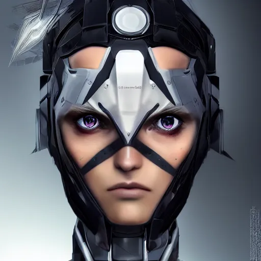 Image similar to a female transformer with a crown, black eyes, very symmetrical face, highly detailed, nanogirl, nanogirlv 2, by vitaly bulgarov, by yoji shinkawa, by joss nizzi, by ben procter, by steve jung, metal gear solid, transformers cinematic universe, artstation, unreal engine