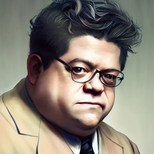 Prompt: An anime portrait of Patton Oswalt, by Stanley Artgerm Lau, WLOP, Rossdraws, James Jean, Andrei Riabovitchev, Marc Simonetti, and Sakimichan, tranding on artstation