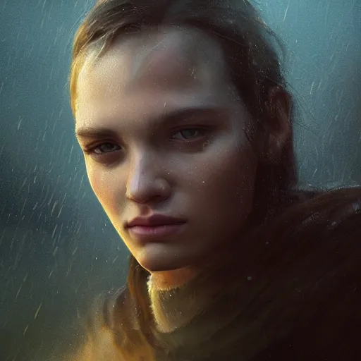 Image similar to gelgamish in real life, face centered portrait, Confident, fog, rain, volumetric lighting, beautiful, golden hour, sharp focus, ultra detailed, cgsociety by Leesha Hannigan, Ross Tran, Thierry Doizon, Kai Carpenter,Ignacio Fernández Ríos