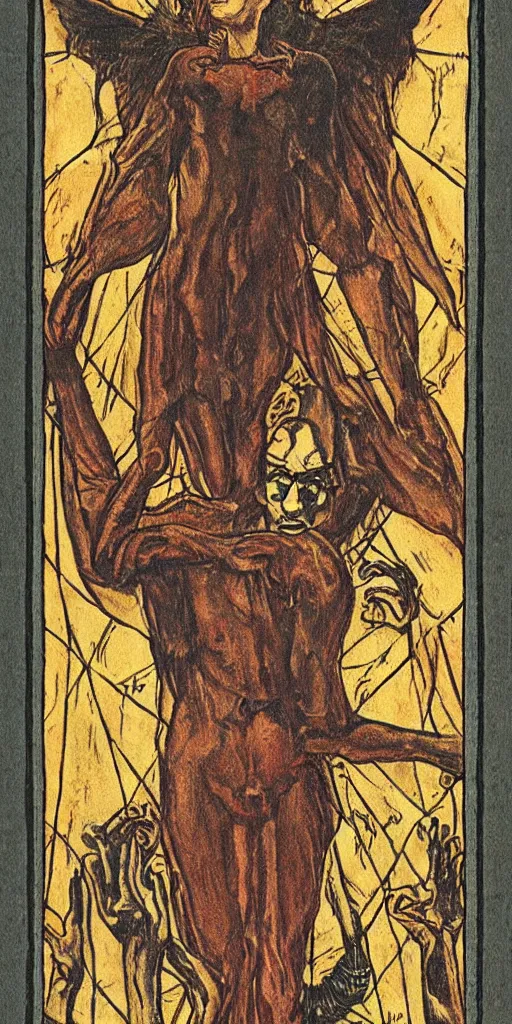 Prompt: the devil tarot card by austin osman spare