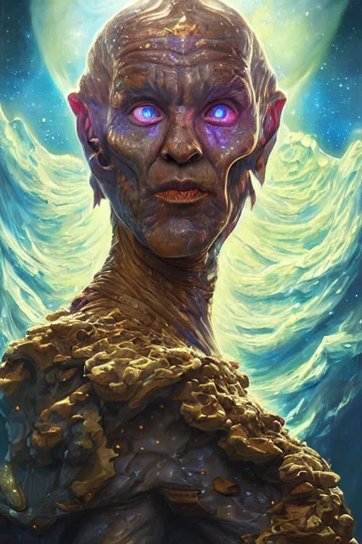 Prompt: beautiful oil painting with high detail of a wise Space ent(Melting) made of stars and plasma, hybrid from dungeons and dragons and art direction by James Cameron ;by artgerm; wayne reynolds art station; cinematic quality character render; low angle; ultra high quality model; production quality cinema model