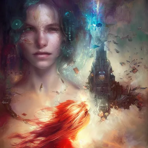 Prompt: dream time in another reality by raymond swanland, highly detailed, bright tones