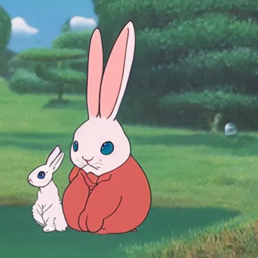 Prompt: a rabbit in the movie ponyo