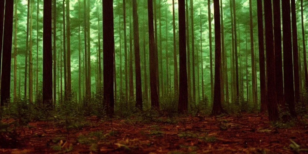 Image similar to a still from an 8 0 s movie forest.