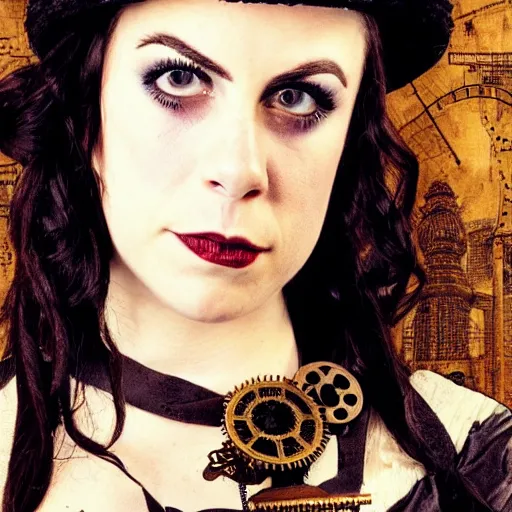 Image similar to portrait of emily hampshire in steampunk cosplay