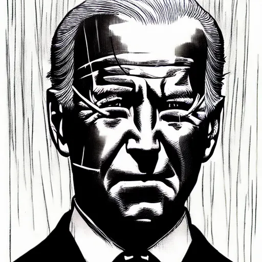 Image similar to Joe Biden looking sinister, by Tsutomu Nihei, highly detailed