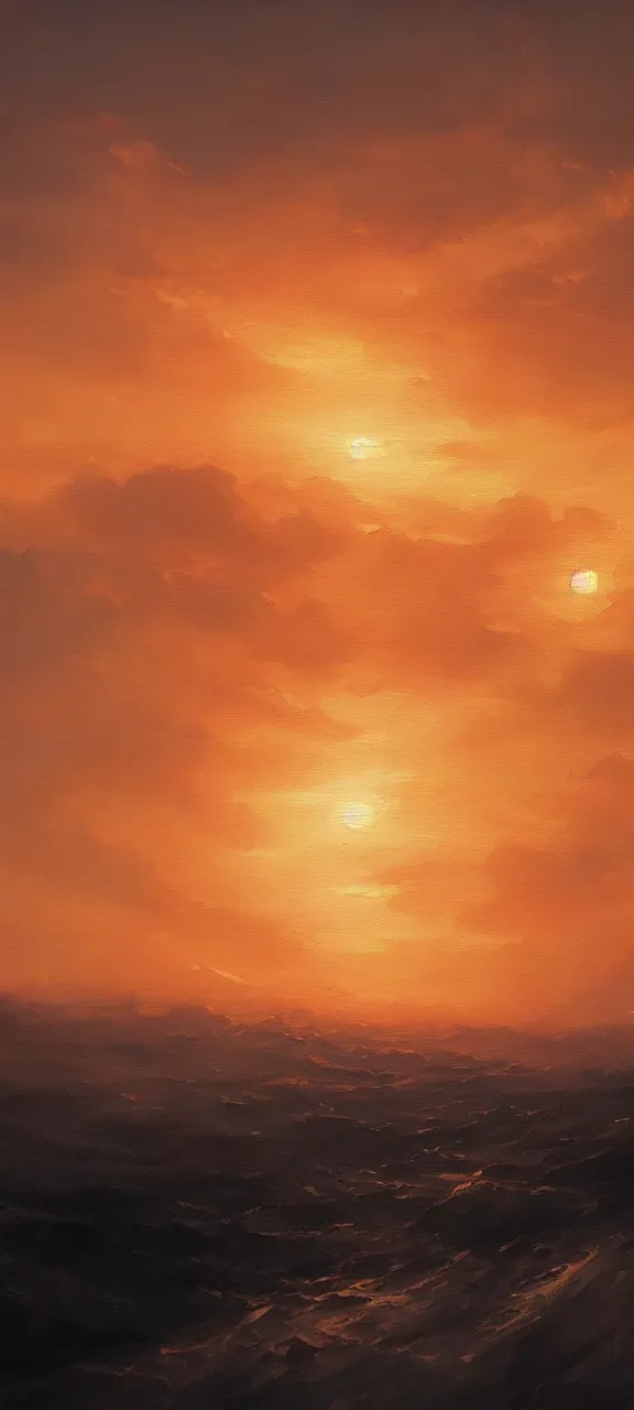 Image similar to A painting of a sunset trending on artstation in the style of Greg Rutkowski