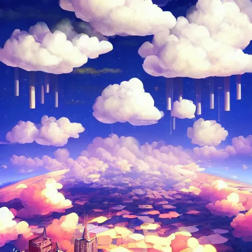 Image similar to this is a beautiful surreal scenery artwork from pixiv. it includes which is from a series of let me live as a cloud computing. insanely detailed, artstation!! pixiv!! infinitely detailed