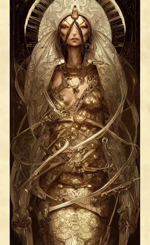 Image similar to julius caesar, front view, symetrical, full body, neutral background, intricate, sharp focus, illustration, aleksi briclot, rossbach, anna dittmann, rutkowski, mucha