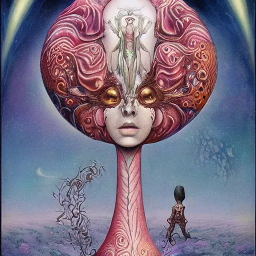 Image similar to surreal alien, artwork by Daniel Merriam,