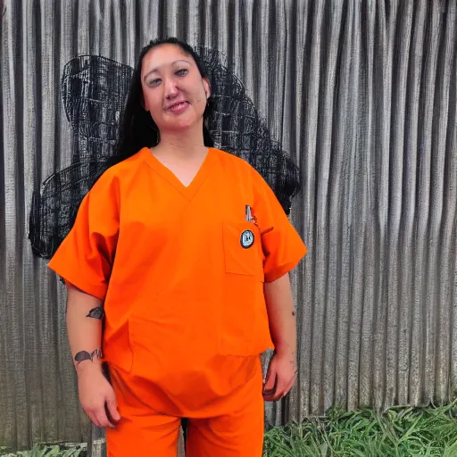 Image similar to bee wearing orange inmate clothes