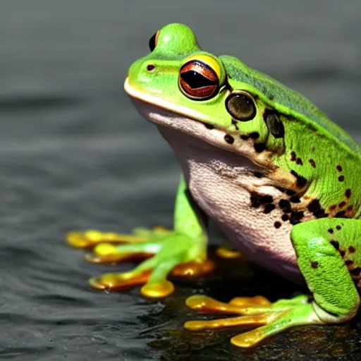 Image similar to a frog in the middle of the ocean,