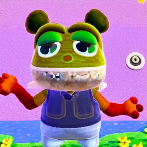 Image similar to pepe the frog in animal crossing