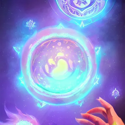 Prompt: glowing magic paper floating in the air, fantasy digital art, in the style of hearthstone artwork