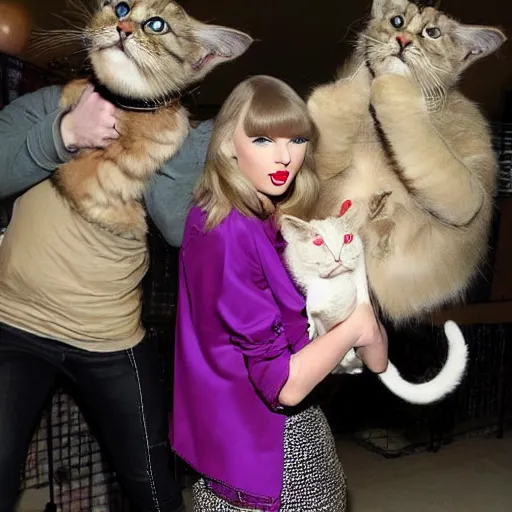 Image similar to Taylor Swift with her cats