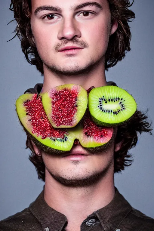 Prompt: 📷 joe keery made of kiwi fruit 🥝, made of food, head portrait, dynamic lighting, 4 k