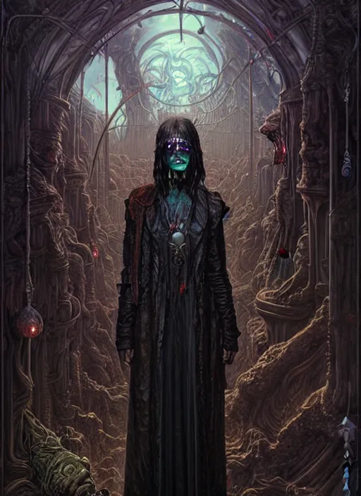 Prompt: portrait of a wizard zombie, hyper detailed masterpiece, dystopian background, jean giraud, digital art painting, darkwave goth aesthetic, lovecraftian, artgerm, donato giancola and tom bagshaw