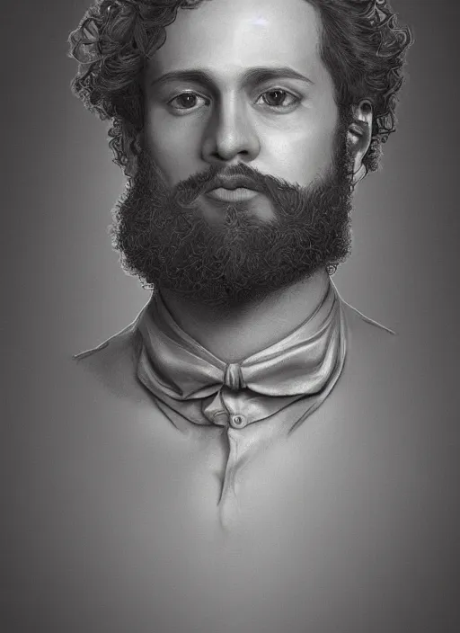 Image similar to illustration of a short curly orange hair man as a portrait, smooth, reflects, masterpiece artwork, ultra detailed, artgerm, style by karl marx, digital art, trending on artstation, behance, deviantart