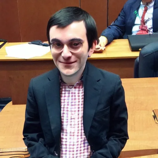 Image similar to cute looking martin shkreli wearing nekomimi at his trial