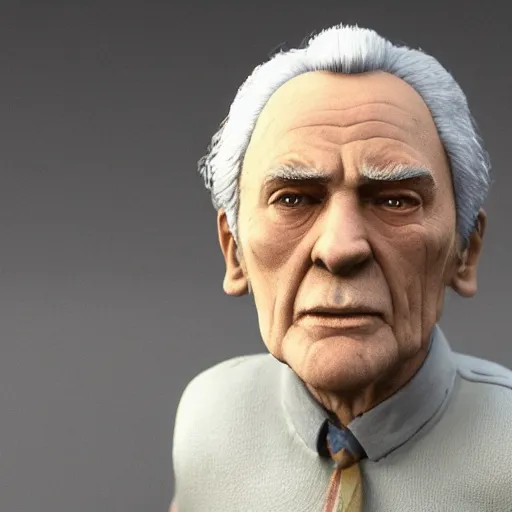 Prompt: toy anton chigur from the movie old people don't belong here, photorealism, 4 k