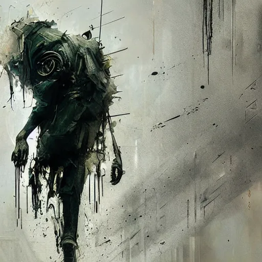 Image similar to screaming cyberpunk, wires, machines by emil melmoth zdzislaw belsinki craig mullins yoji shinkawa realistic render ominous detailed photo atmospheric by jeremy mann francis bacon and agnes cecile ink drips paint smears digital glitches glitchart