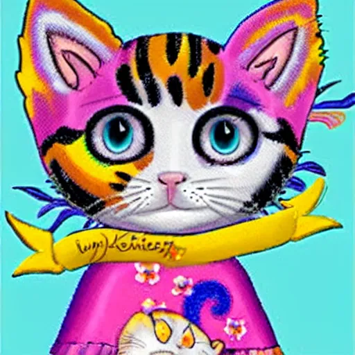 Image similar to An adorable kitten, by Lisa Frank