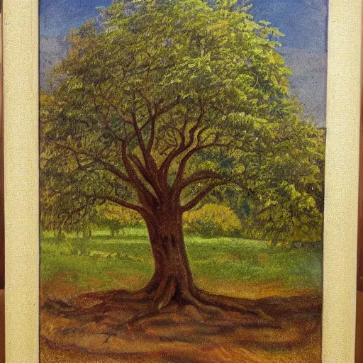 Prompt: a beautifully detailed romantic painting of a tree. A Masterpiece in the style of Runge and Koch