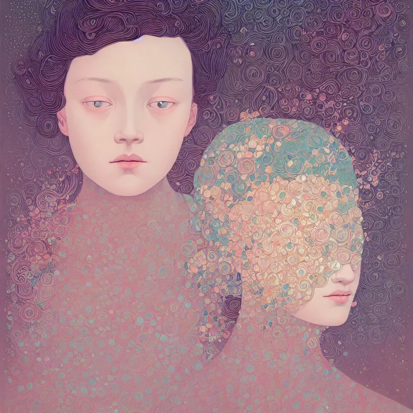 Image similar to portrait painting of a female, surrealism, children's illustration, aesthetically pleasing natural and pastel colors, art by victo ngai, portrait