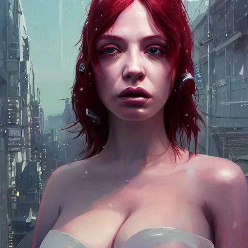 Prompt: highly detailed upper body portrait christina hendricks wearing plastic crop top cyberpunk in gta v, stephen bliss, unreal engine, fantasy art by greg rutkowski, loish, rhads, ferdinand knab, makoto shinkai and lois van baarle, ilya kuvshinov, rossdraws, tom bagshaw, global illumination, radiant light, detailed and intricate environment