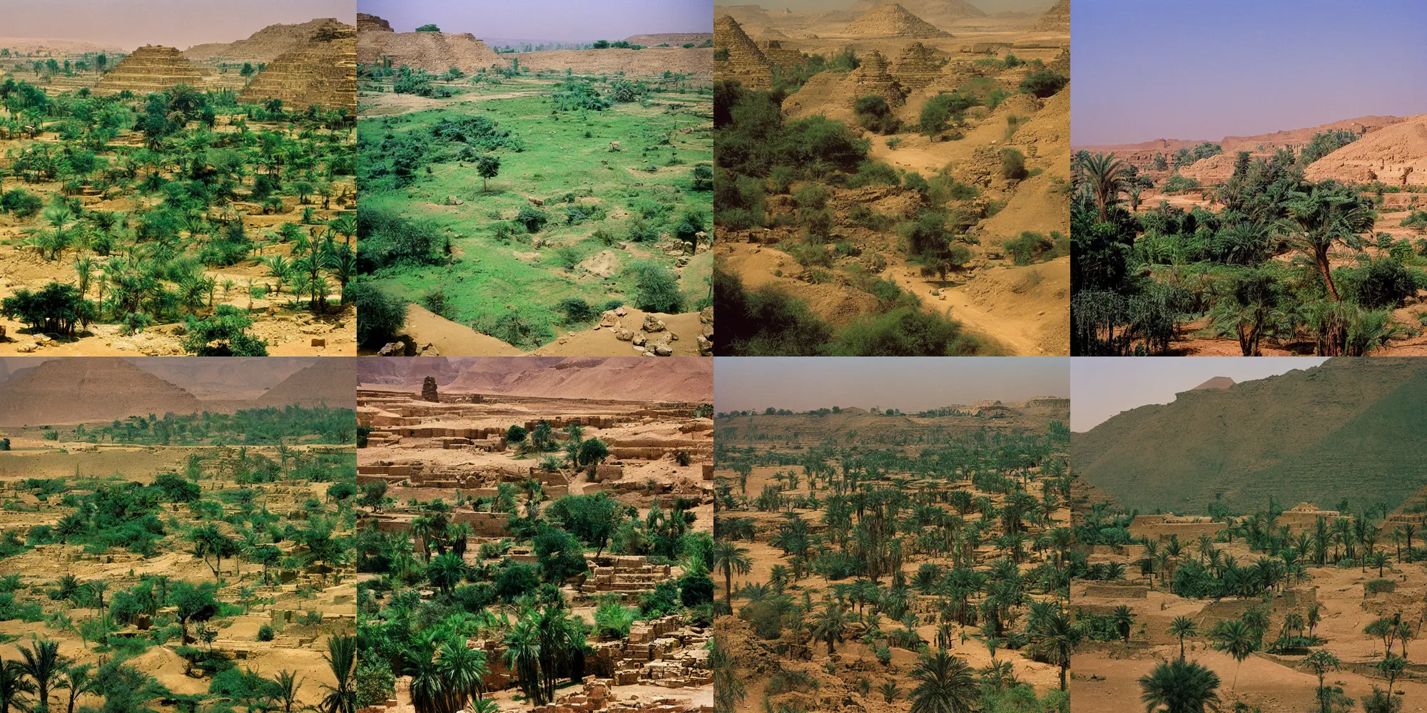 Prompt: a lush green and ancient Egyptian valley along the nile river, 35mm photography