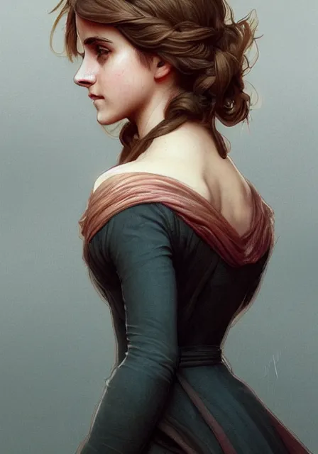 Prompt: emma watson hermione, intricate, elegant, highly detailed, digital painting, artstation, concept art, smooth, sharp focus, illustration, art by artgerm and greg rutkowski and alphonse mucha and william - adolphe bouguereau