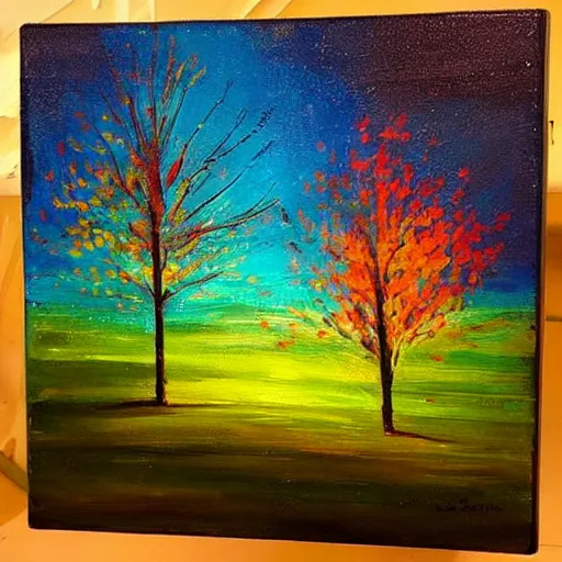 Image similar to “a glowing tree oil panting”