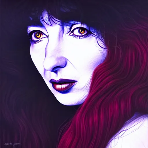 Prompt: richly detailed color illustration of kate bush illustrated by artgerm and mina petrovic and timothy kong and marina federovna. 3 d shadowing
