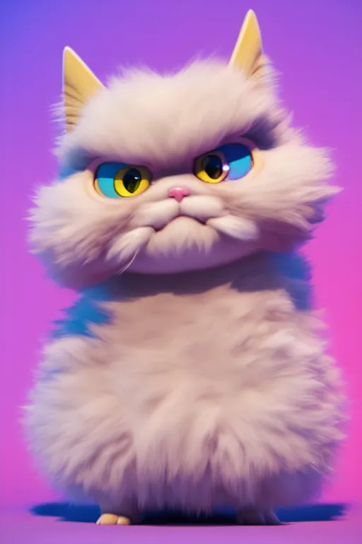 Image similar to high quality 3 d render hyperrealist very cute pastel fluffy! grumpy griffin cat hybrid with armor, vray smooth, in the style of detective pikachu, hannah yata charlie immer, dramatic pink light, low angle, uhd 8 k, sharp focus