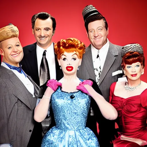 Prompt: photo of the cast of 2 0 1 0 remake of i love lucy