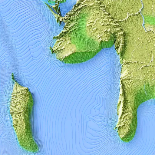 Image similar to middle east topographic map, 3d render,