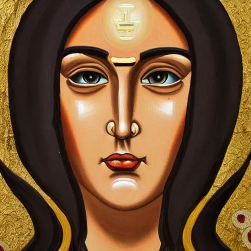 Prompt: sasha grey as saint!!!!, ( christian icon painting ), highly detailed