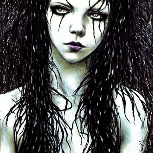 Prompt: portrait of anya taylor joy as death from sandman, by luis royo