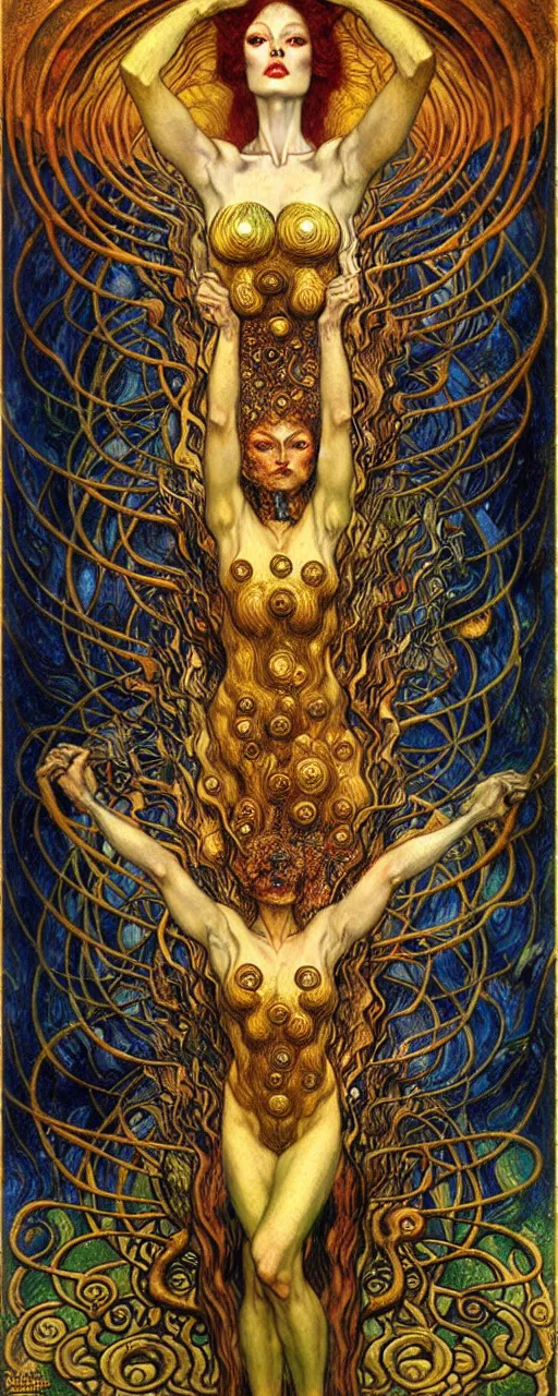 Image similar to Divine Chaos Engine by Karol Bak, Jean Delville, William Blake, Gustav Klimt, and Vincent Van Gogh, symbolist, visionary