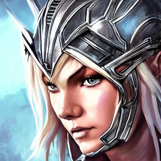 Prompt: head-on centered symmetrical RPG avatar portrait, Elisha Cuthbert as a holy paladin, blonde hair, ornate steel armour, dramatic cinematic lighting, intricate, wild, highly detailed, digital painting, smooth, sharp focus, illustration, dramatic lighting, establishing shot, book cover, 8k, concept art, artstation, matte painting, in the style of eddie mendoza and artgerm and greg rutkowski